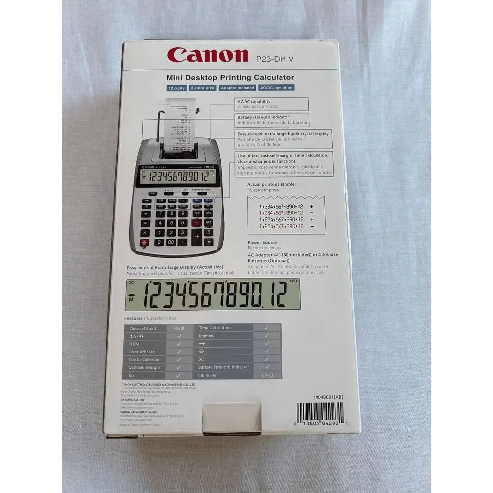 Canon P23-DH V Mini Desktop Printing Calculator NIB